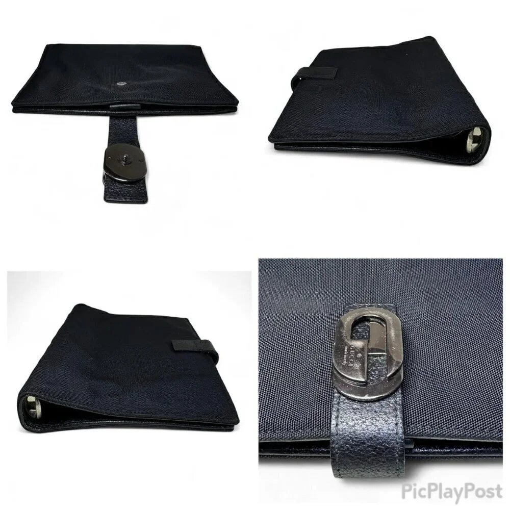GUCCI Black Nylon Agenda Notebook Cover Unisex